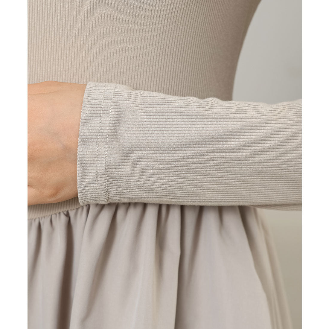 レースレディース Lace Ladies ラウンドネック 切り替え ギャザー ロング ワンピース