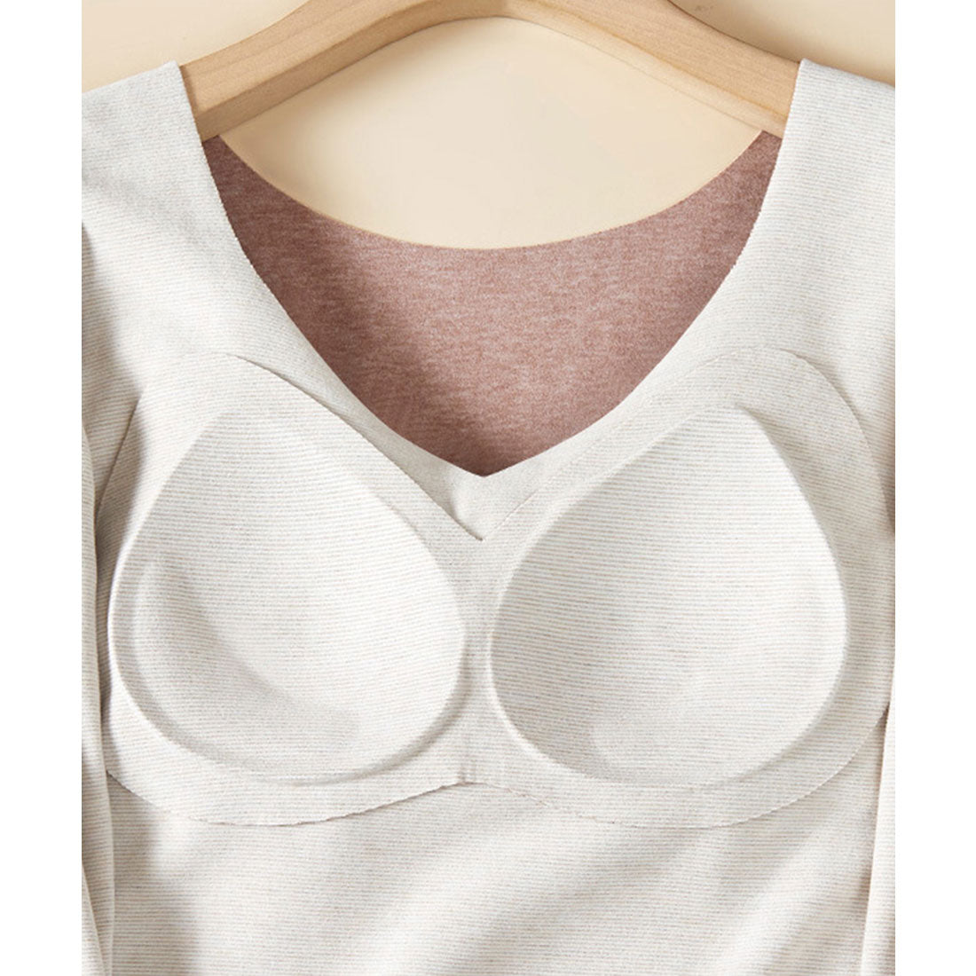 レースレディース Lace Ladies ソリッドカラー Vネック カップ付き 長袖 インナー