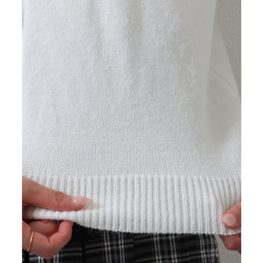 Lace Ladies Ribbon Pattern V-Neck Ribbed Cardigan Knit Sweater Top