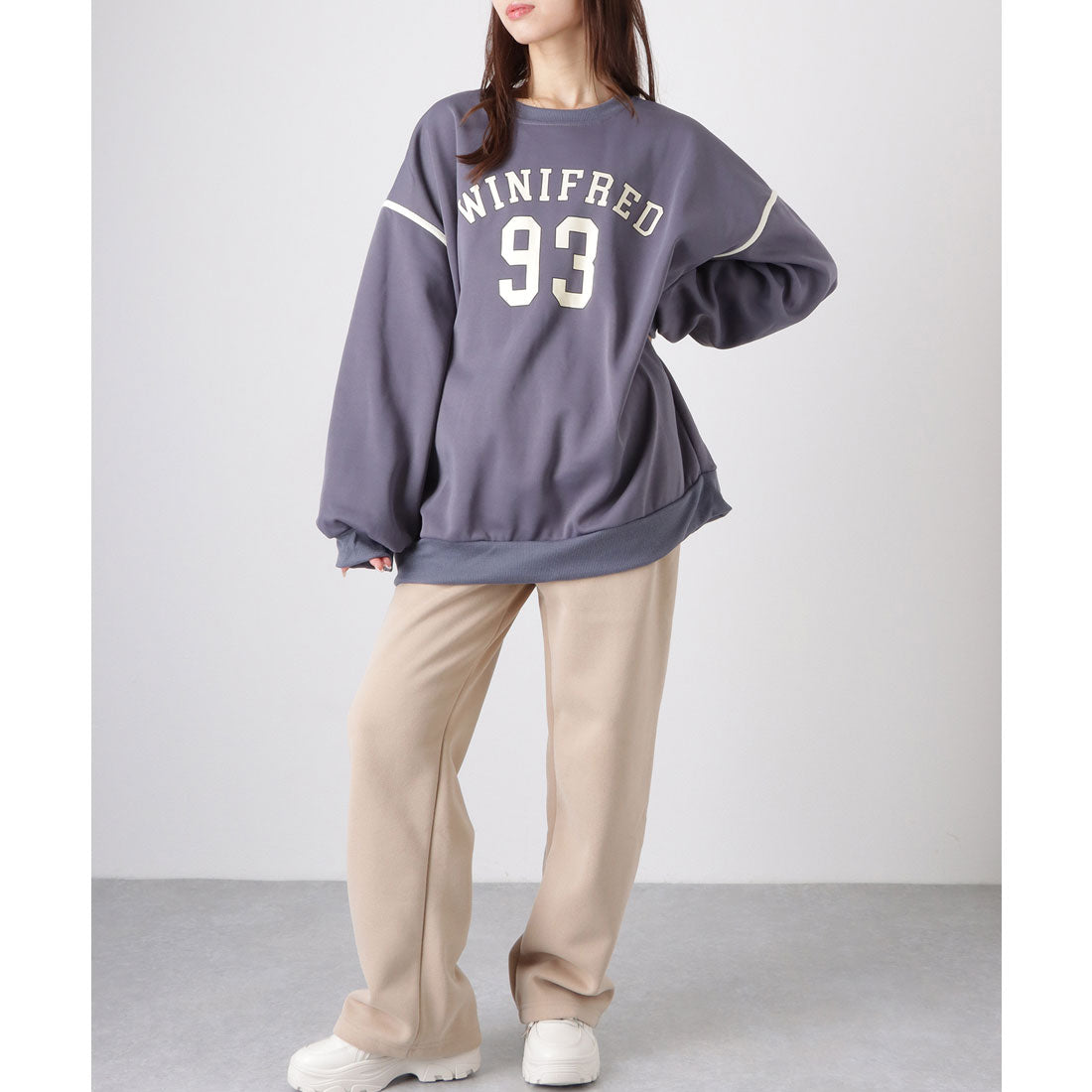 レースレディース Lace Ladies ロゴプリント ストリート スウェット プルオーバー トップス （B.グレー） B.グレー