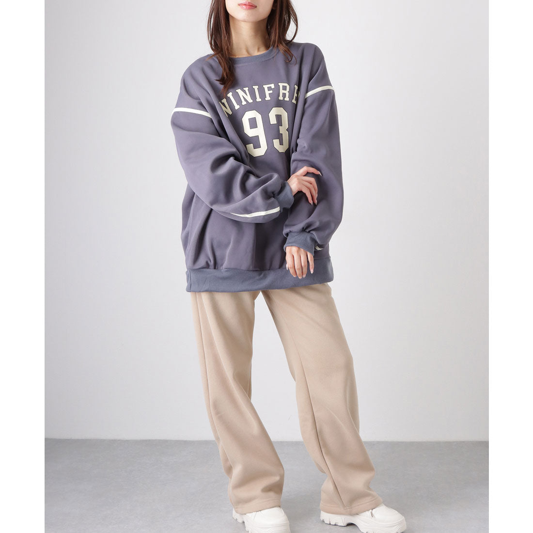 レースレディース Lace Ladies ロゴプリント ストリート スウェット プルオーバー トップス （B.グレー） B.グレー