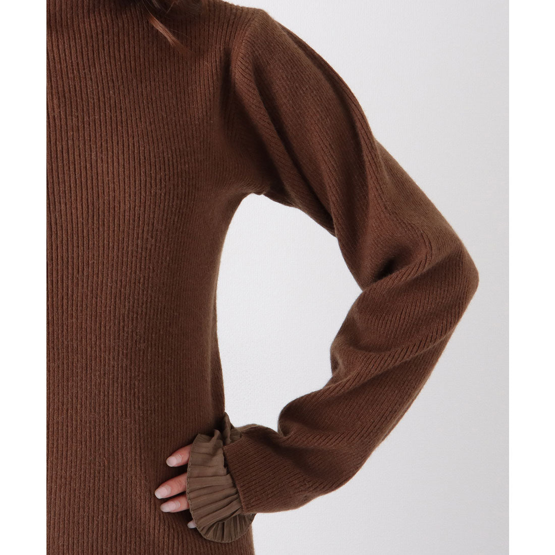 レースレディース Lace Ladies フリル プリーツ フェイクレイヤード リブ ニット プルオーバー