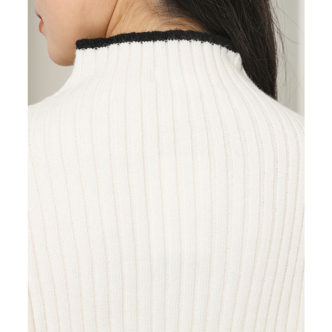 レースレディース Lace Ladies 配色 ライン ボトルネック リブ ニット プルオーバー