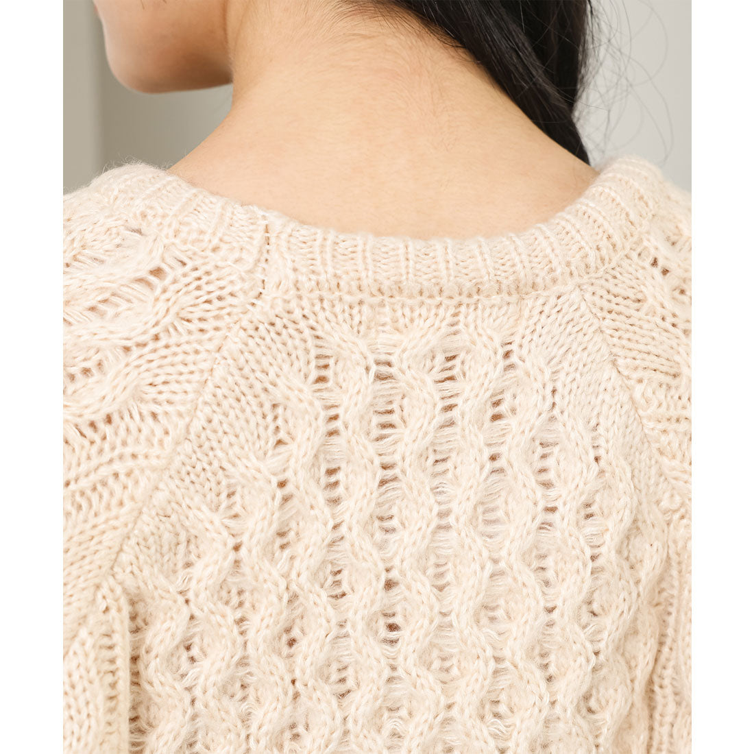 レースレディース Lace Ladies クルーネック オーバーサイズ ケーブル ニット プルオーバー