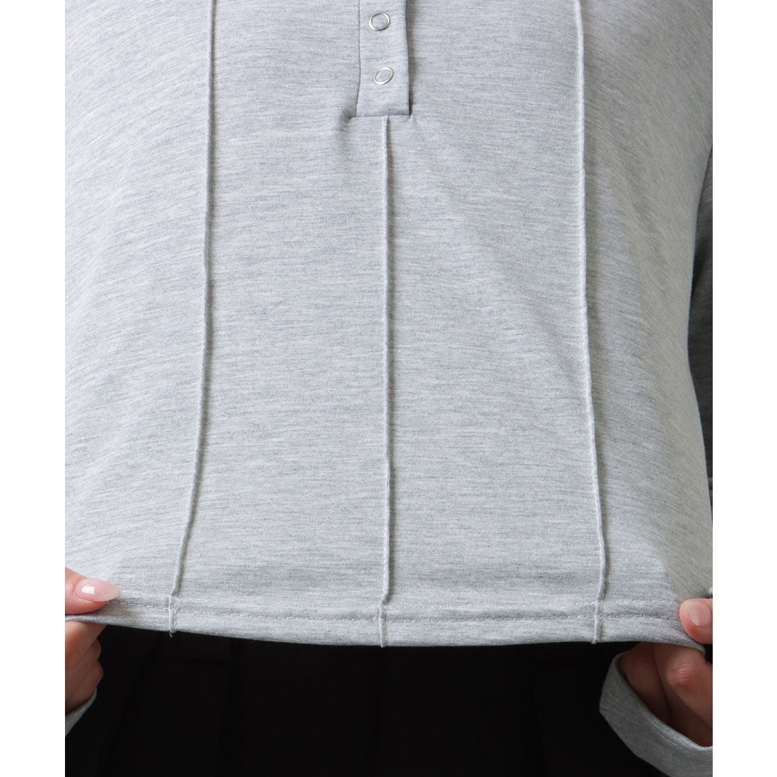 レースレディース Lace Ladies ソリッドカラー ヘンリーネック コンパクト 長袖 カットソー （グレー） グレー