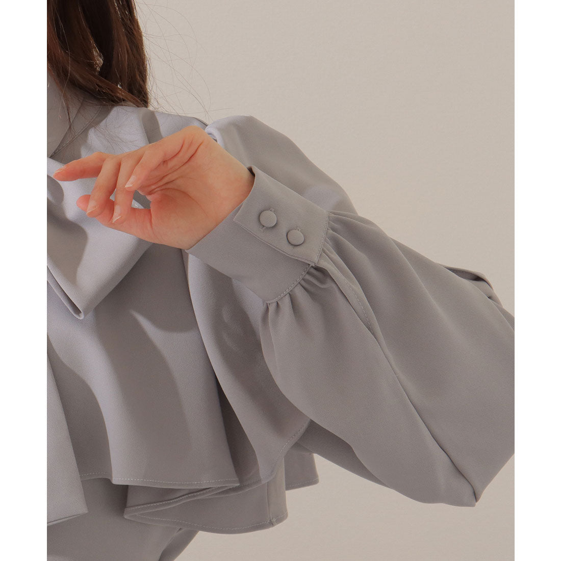 レースレディース Lace Ladies ケープカラー ボウタイ付き ロング ブラウス ワンピース （アイボリー） アイボリー