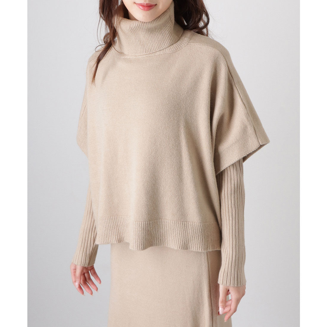 レースレディース Lace Ladies 【2点セット】 クルーネック ニットワンピース&プルオーバー （グレージュ） グレージュ