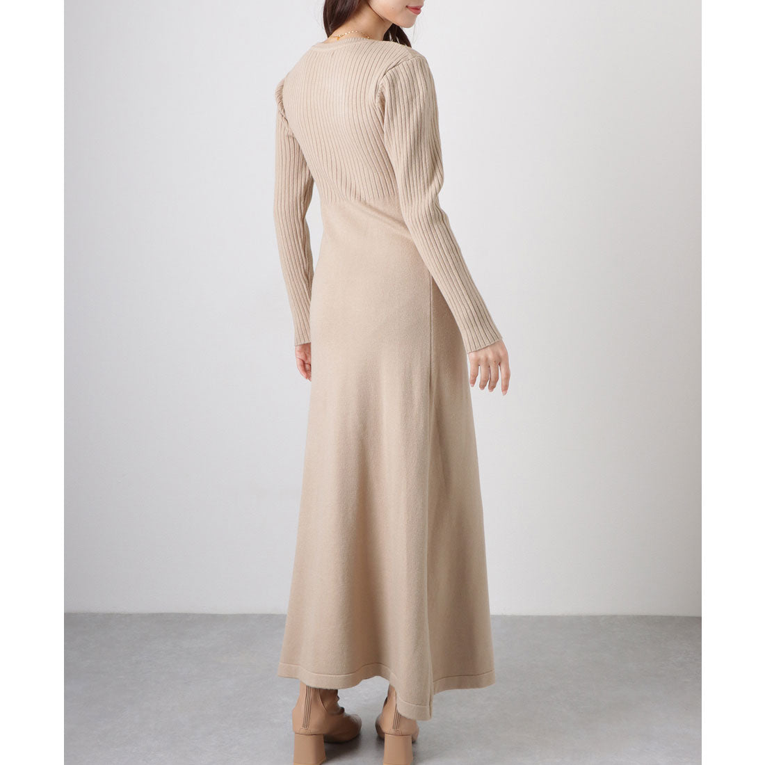 レースレディース Lace Ladies 【2点セット】 クルーネック ニットワンピース&プルオーバー （グレージュ） グレージュ