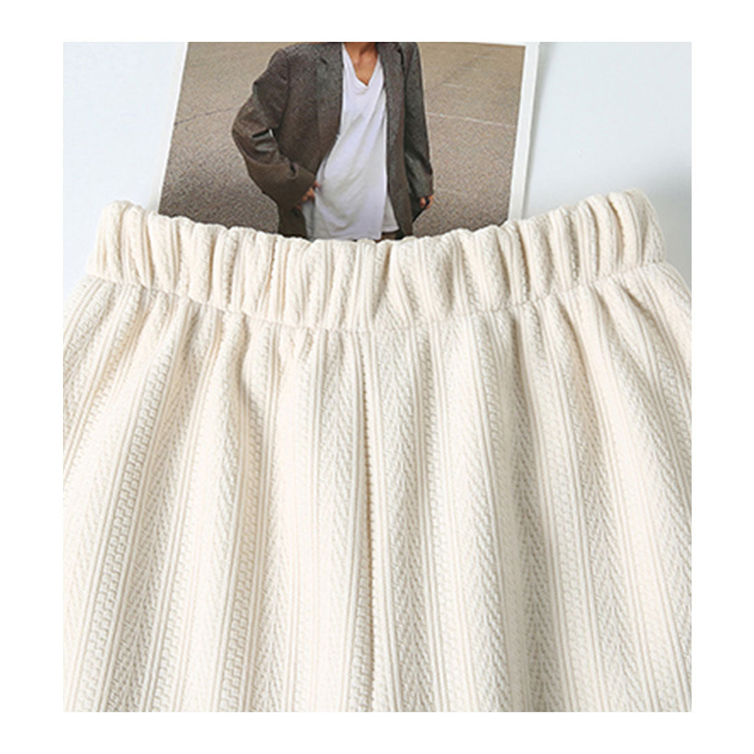 Race Ladies Lace Ladies Stripe Pattern Waist Easy Semi-Wide Fleece-Lined Pants