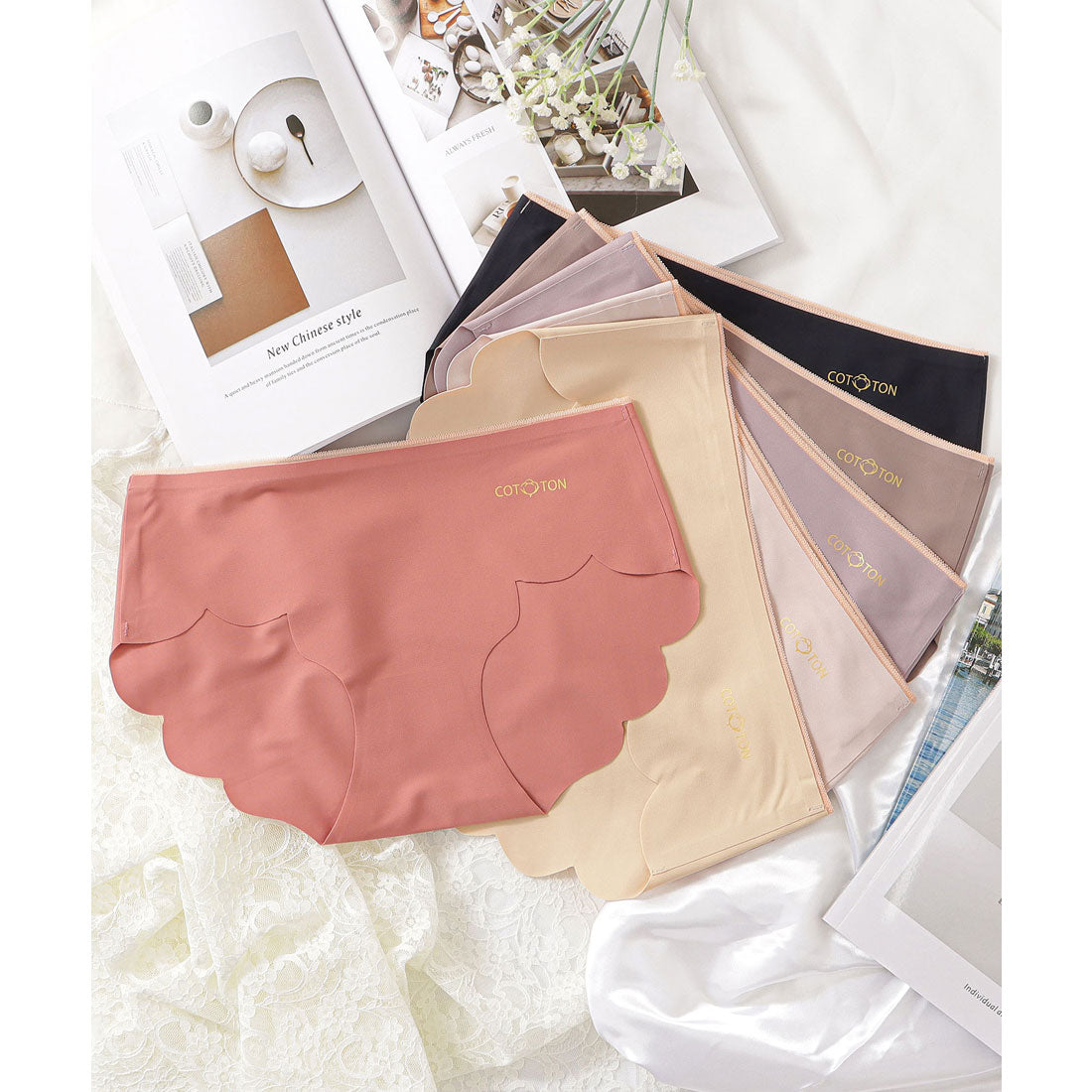 レースレディース Lace Ladies 6枚セットスカラップシームレスショーツ【返品不可商品】
