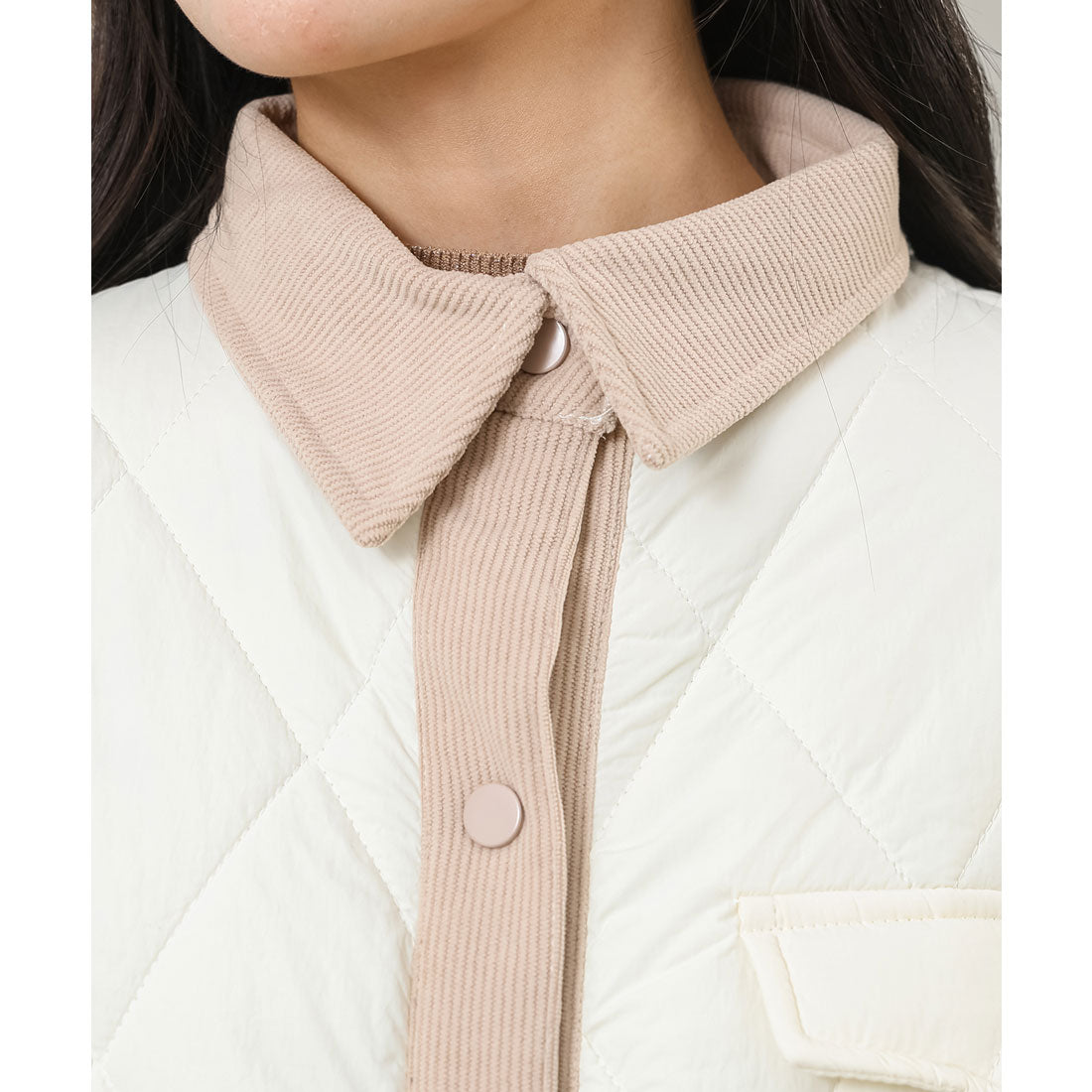 レースレディース Lace Ladies コーデュロイ ステンカラー キルティング ロング コート （グレージュ） グレージュ