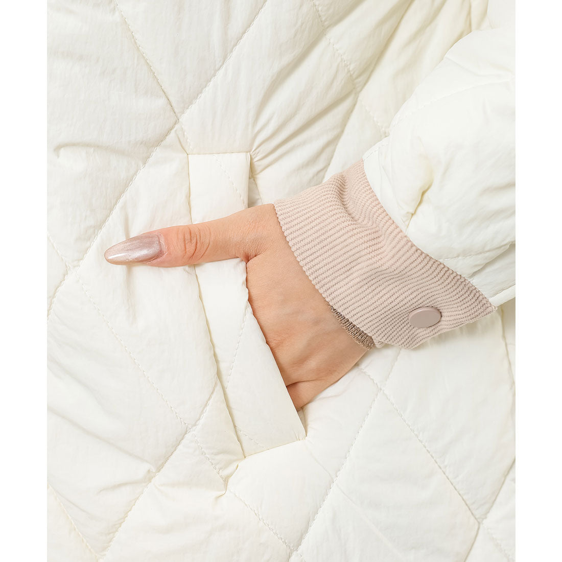 レースレディース Lace Ladies コーデュロイ ステンカラー キルティング ロング コート （グレージュ） グレージュ