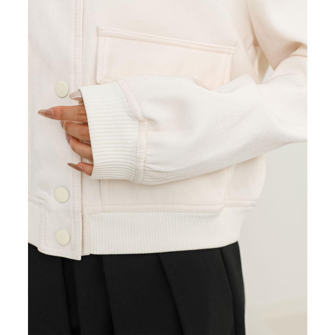 レースレディース Lace Ladies フラップポケット付き ベースボール風 コンパクト ボタン ジャケット （ネイビー） ネイビー