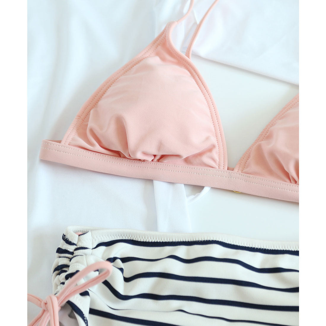 レースレディース Lace Ladies カバーアップ付きハイウエストビキニ水着3点セット【返品不可商品】 （ピンク） ピンク