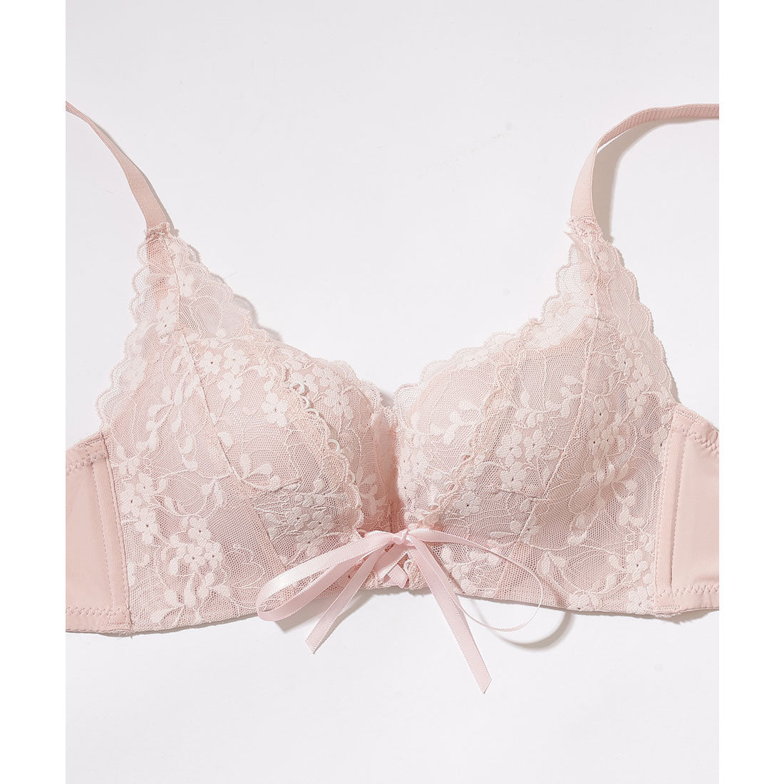 レースレディース Lace Ladies 【2点セット】スカラップ リボン レース ブラ&ショーツ セット【返品不可商品】  （ピンク） ピンク