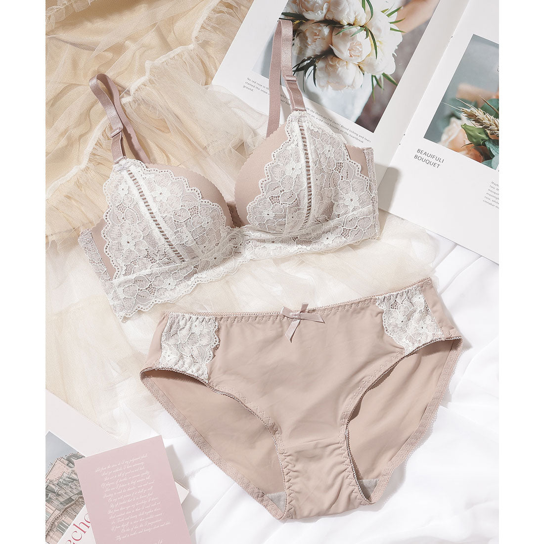 レースレディース Lace Ladies 【2点セット】レース レイヤード 3/4 ブラ&ショーツ セット【返品不可商品】  （ネイビー） ネイビー