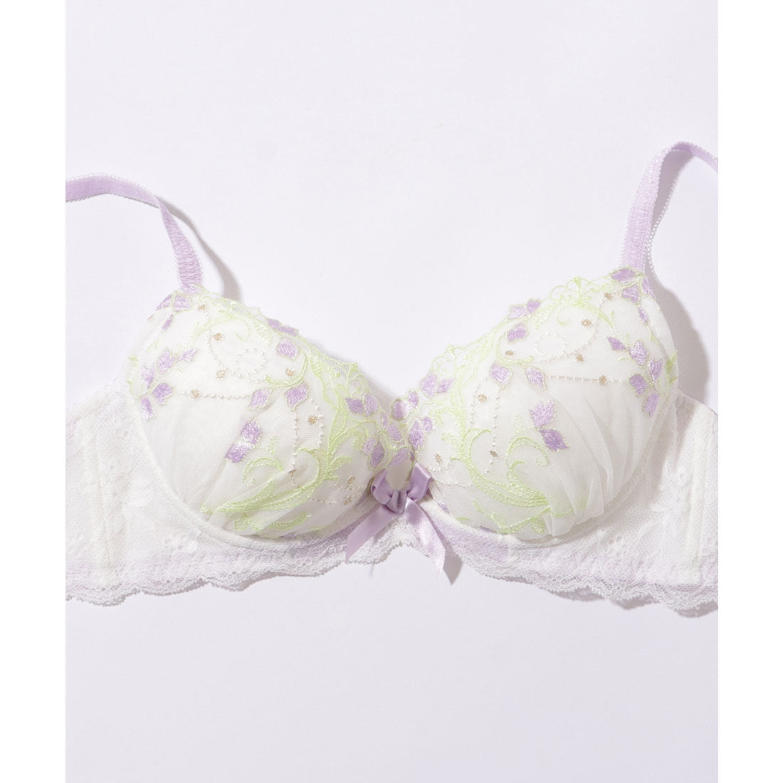 レースレディース Lace Ladies 【2点セット】配色 フラワー レース 3/4 ブラ&ショーツ （レッド） レッド