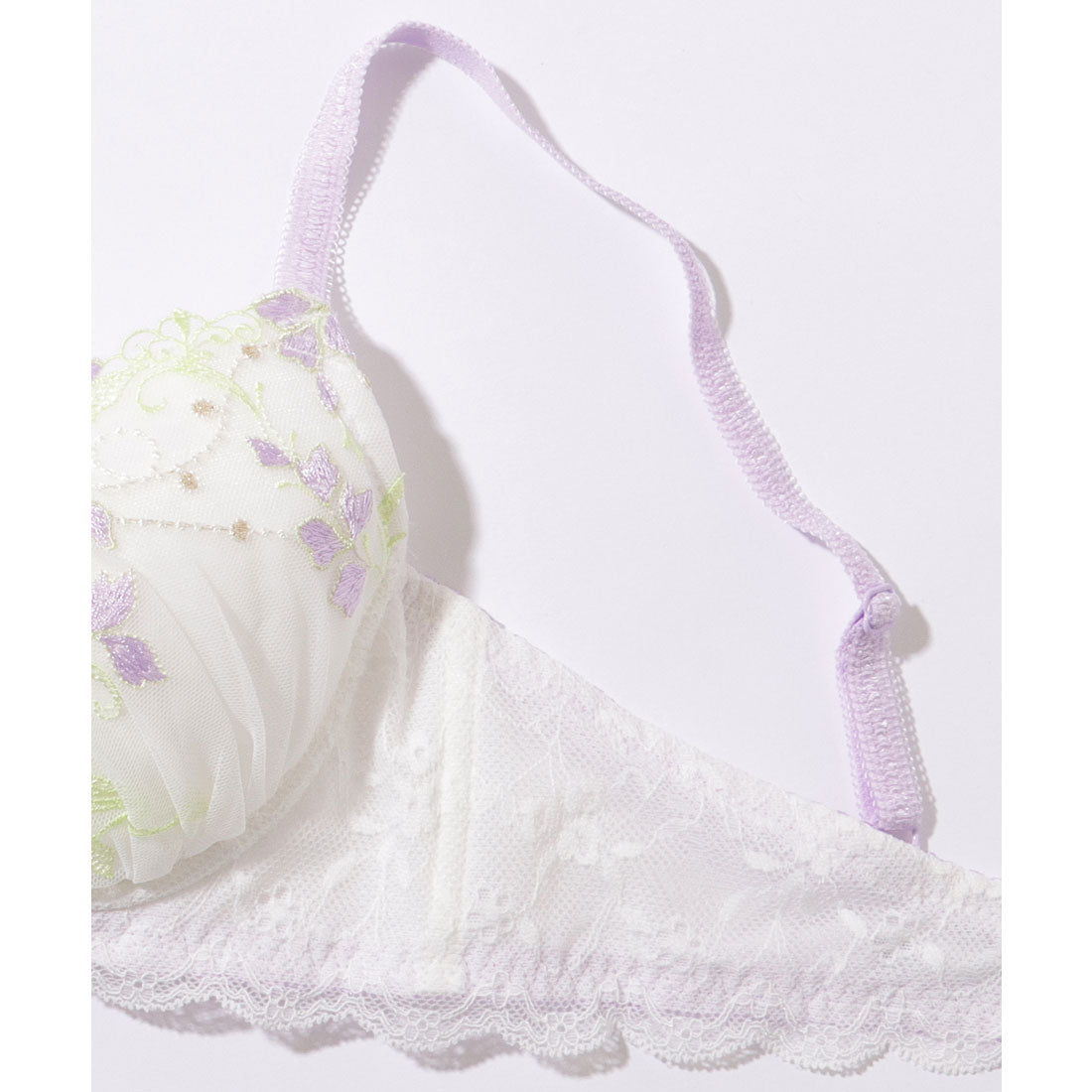 レースレディース Lace Ladies 【2点セット】配色 フラワー レース 3/4 ブラ&ショーツ （レッド） レッド