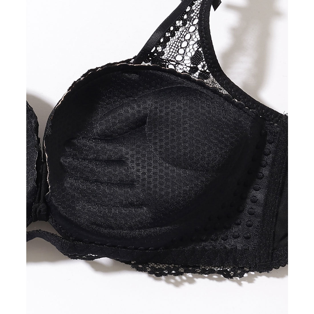 レースレディース Lace Ladies 【2点セット】リボン風 花柄 レース ブラジャー&ショーツ【返品不可商品】 （ブラック） ブラック