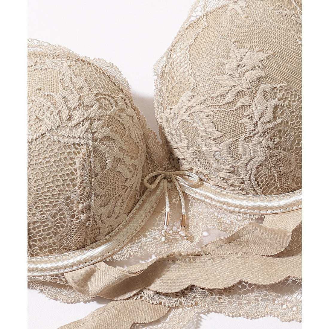 レースレディース Lace Ladies 【2点セット】クロスライン スカラップ レース ブラジャー&ショーツ【返品不可商品】 （ワインレッド） ワインレッド