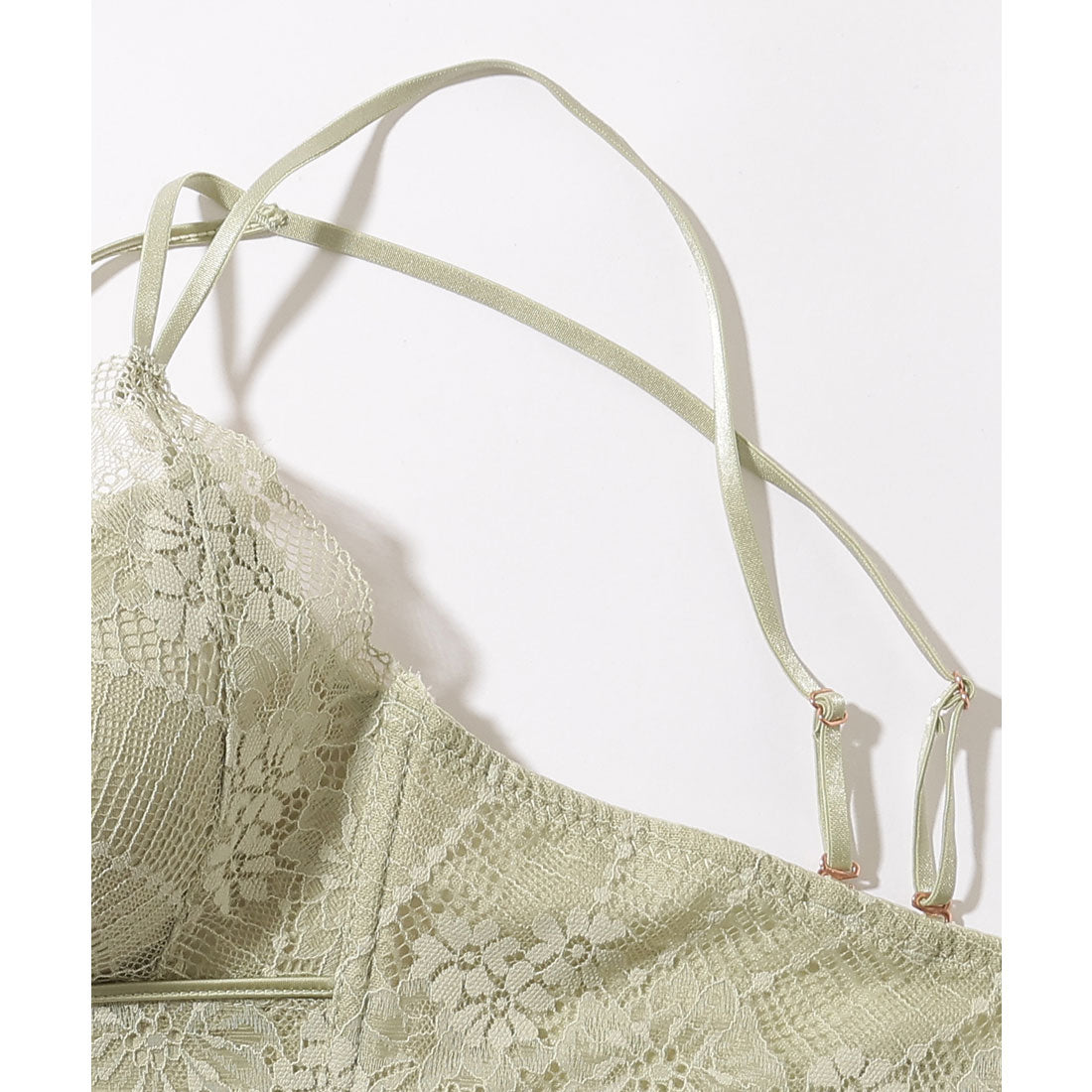 レースレディース Lace Ladies 【2点セット】センター カットアウト レース ブラジャー&ショーツ【返品不可商品】 （グリーン） グリーン