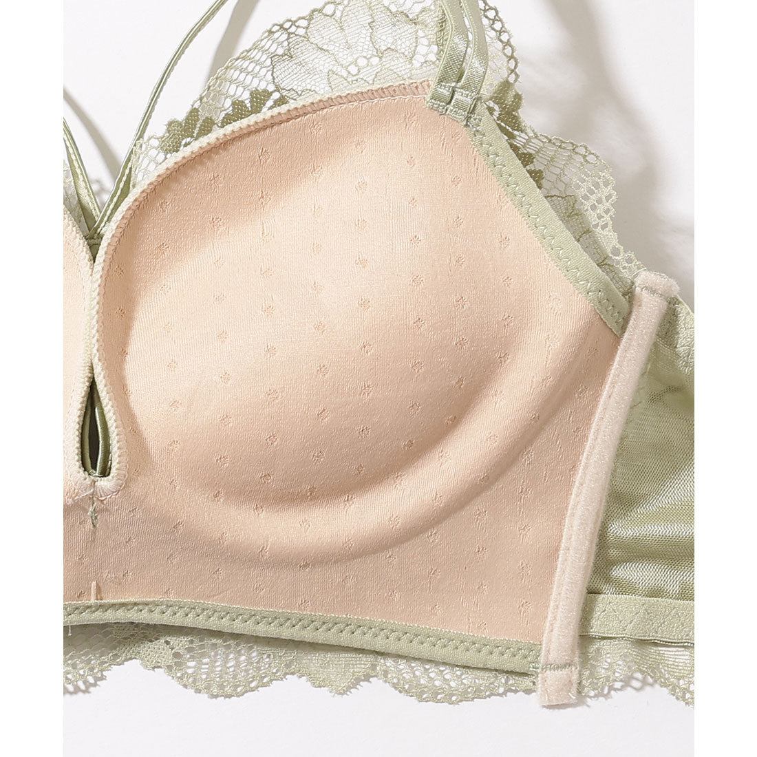 レースレディース Lace Ladies 【2点セット】センター カットアウト レース ブラジャー&ショーツ【返品不可商品】 （グリーン） グリーン