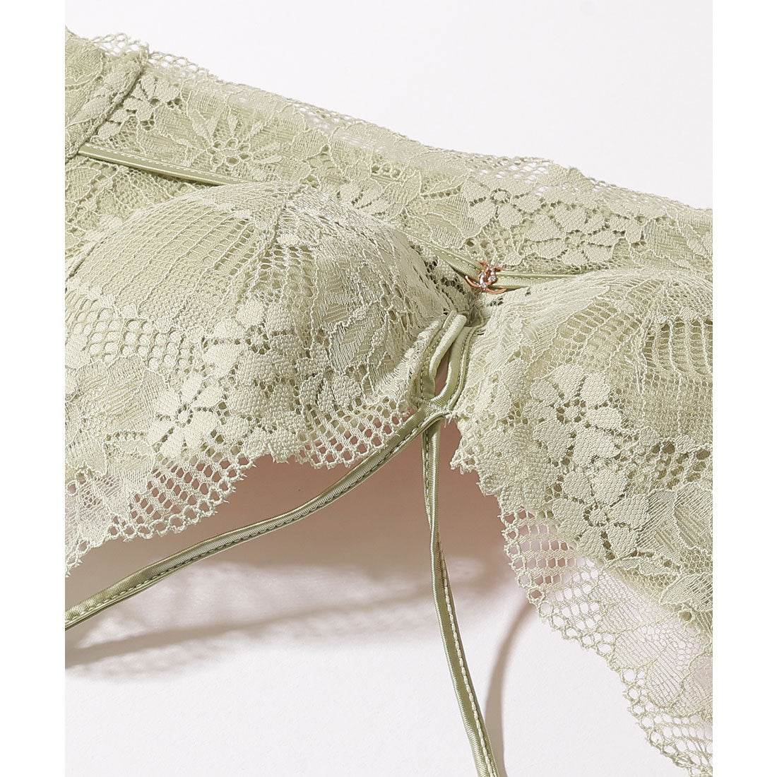 レースレディース Lace Ladies 【2点セット】センター カットアウト レース ブラジャー&ショーツ【返品不可商品】 （グリーン） グリーン