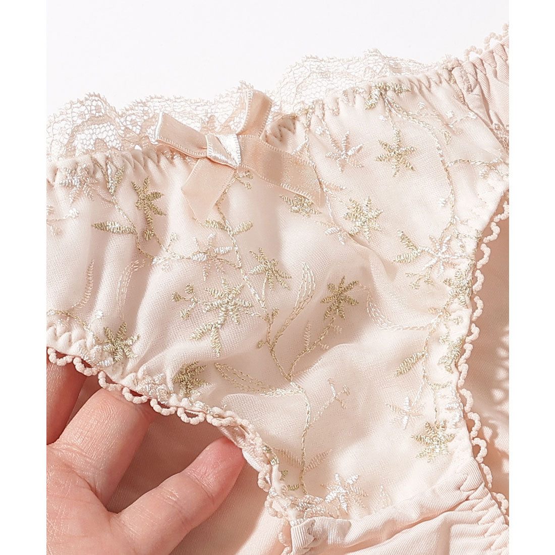 レースレディース Lace Ladies 【2点セット】フラワー 刺繍 3/4 ブラジャー&ショーツ【返品不可商品】 （ピンク） ピンク