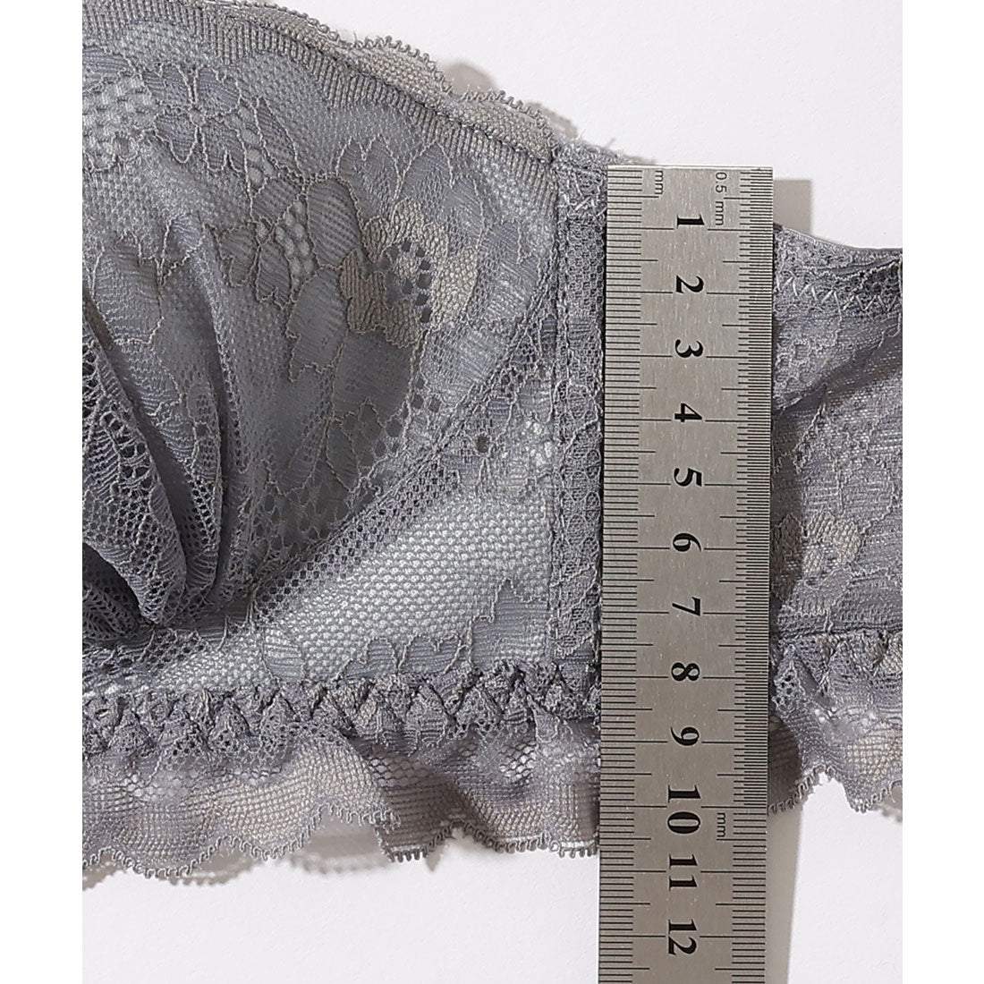 レースレディース Lace Ladies 【2点セット】カットアウト スカラップ レース ブラジャー&ショーツ【返品不可商品】 （グレー） グレー
