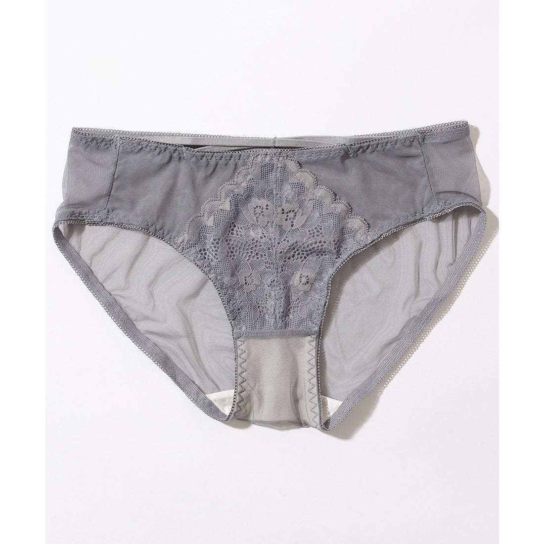 レースレディース Lace Ladies 【2点セット】カットアウト スカラップ レース ブラジャー&ショーツ【返品不可商品】 （グレー） グレー