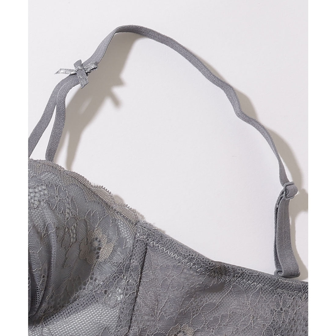レースレディース Lace Ladies 【2点セット】カットアウト スカラップ レース ブラジャー&ショーツ【返品不可商品】 （グレー） グレー