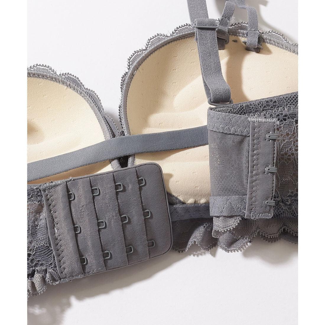 レースレディース Lace Ladies 【2点セット】カットアウト スカラップ レース ブラジャー&ショーツ【返品不可商品】 （グレー） グレー