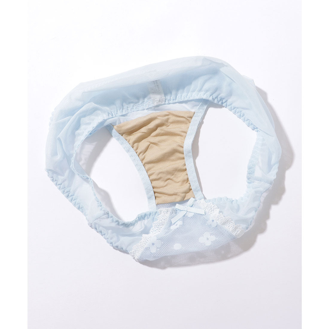 レースレディース Lace Ladies 【2点セット】リボンライク シアー レイヤード ブラ&ショーツ【返品不可商品】 （ブルー） ブルー