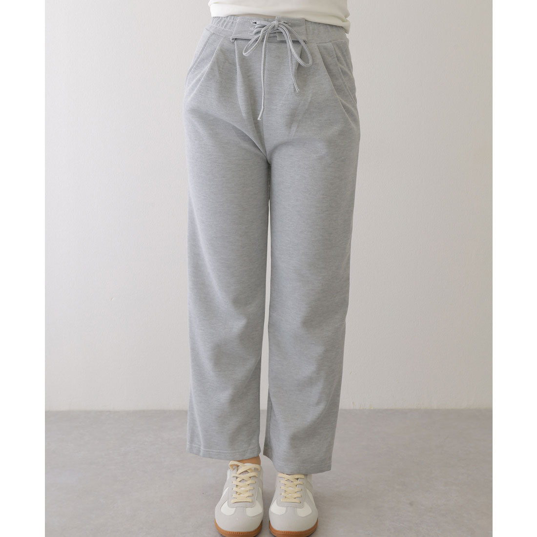 レースレディース Lace Ladies ウエスト レースアップ タック スウェット パンツ （ブラック） ブラック