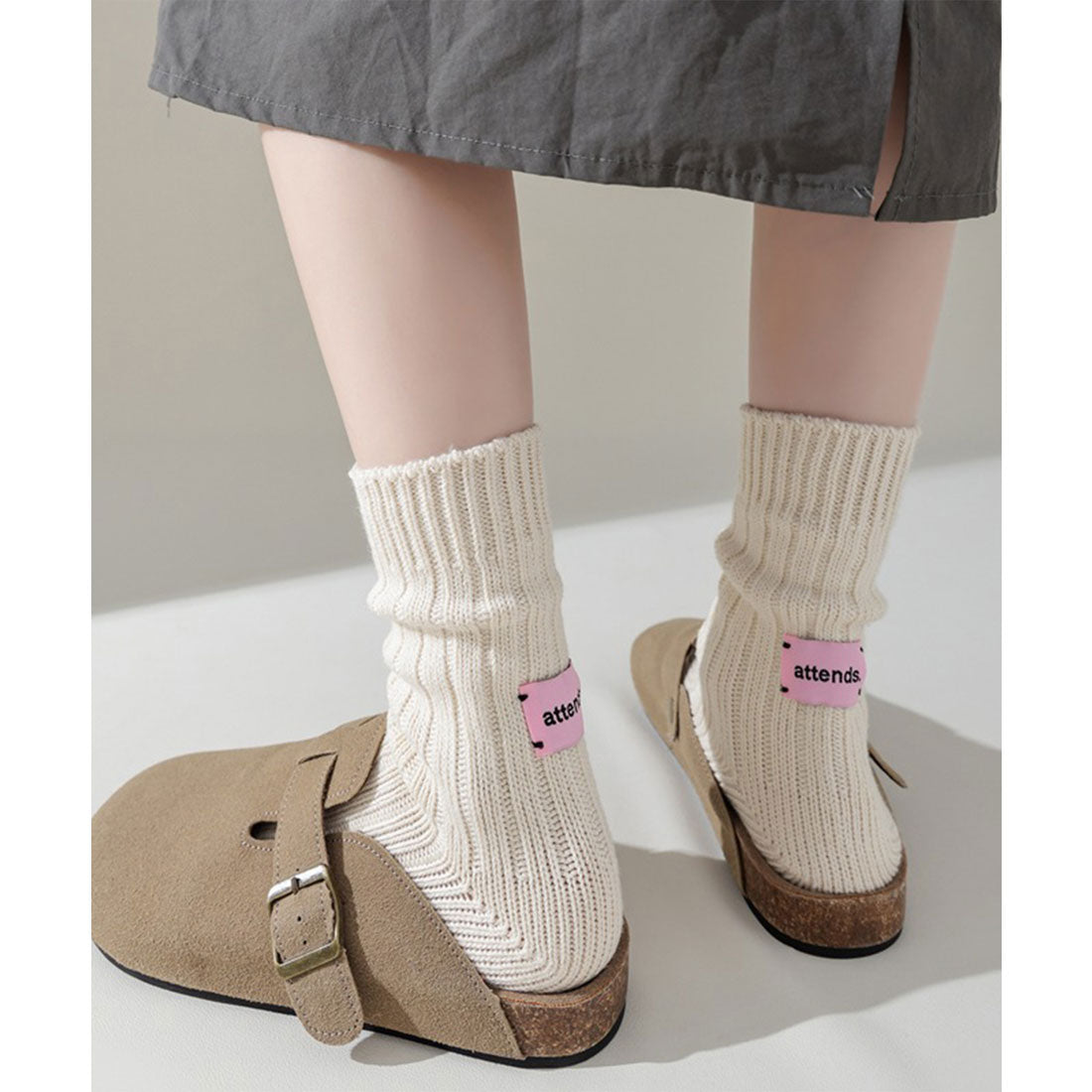 レースレディース Lace Ladies 【6足セット】バック タグ付き ソリッドカラー リブ クルー ソックス （A.ミックス） A.ミックス