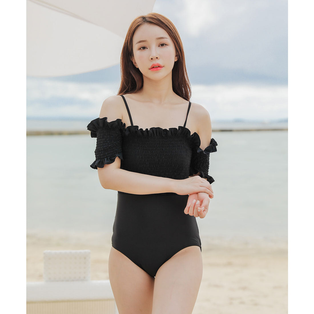 レースレディース Lace Ladies ワンピース水着デニム地ショートパンツ 2点セット【返品不可商品】