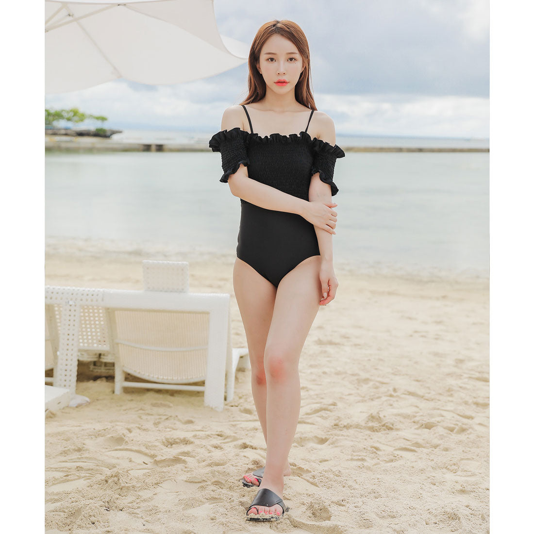 レースレディース Lace Ladies ワンピース水着デニム地ショートパンツ 2点セット【返品不可商品】