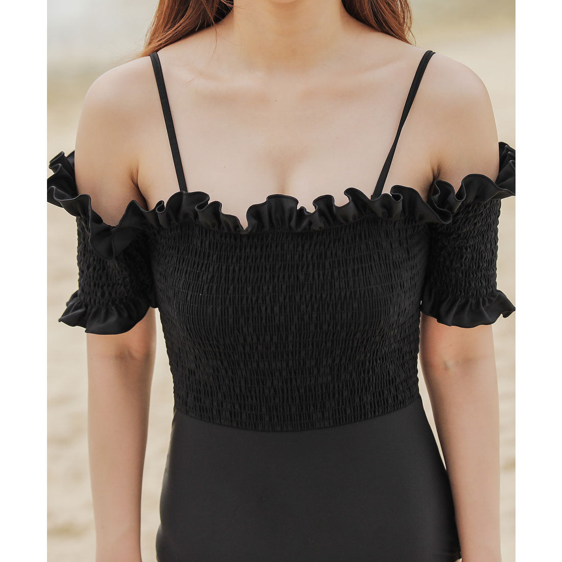 レースレディース Lace Ladies ワンピース水着デニム地ショートパンツ 2点セット【返品不可商品】
