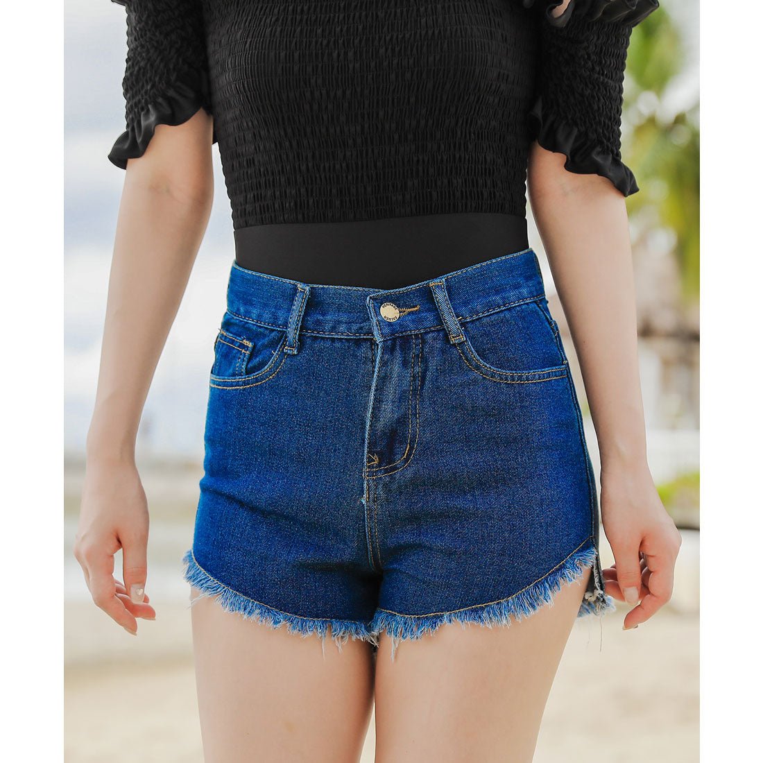レースレディース Lace Ladies ワンピース水着デニム地ショートパンツ 2点セット【返品不可商品】