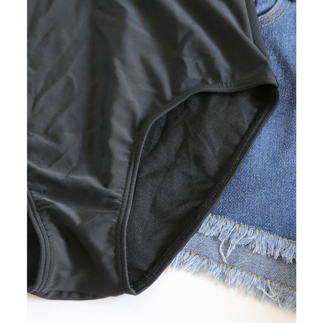 レースレディース Lace Ladies ワンピース水着デニム地ショートパンツ 2点セット【返品不可商品】