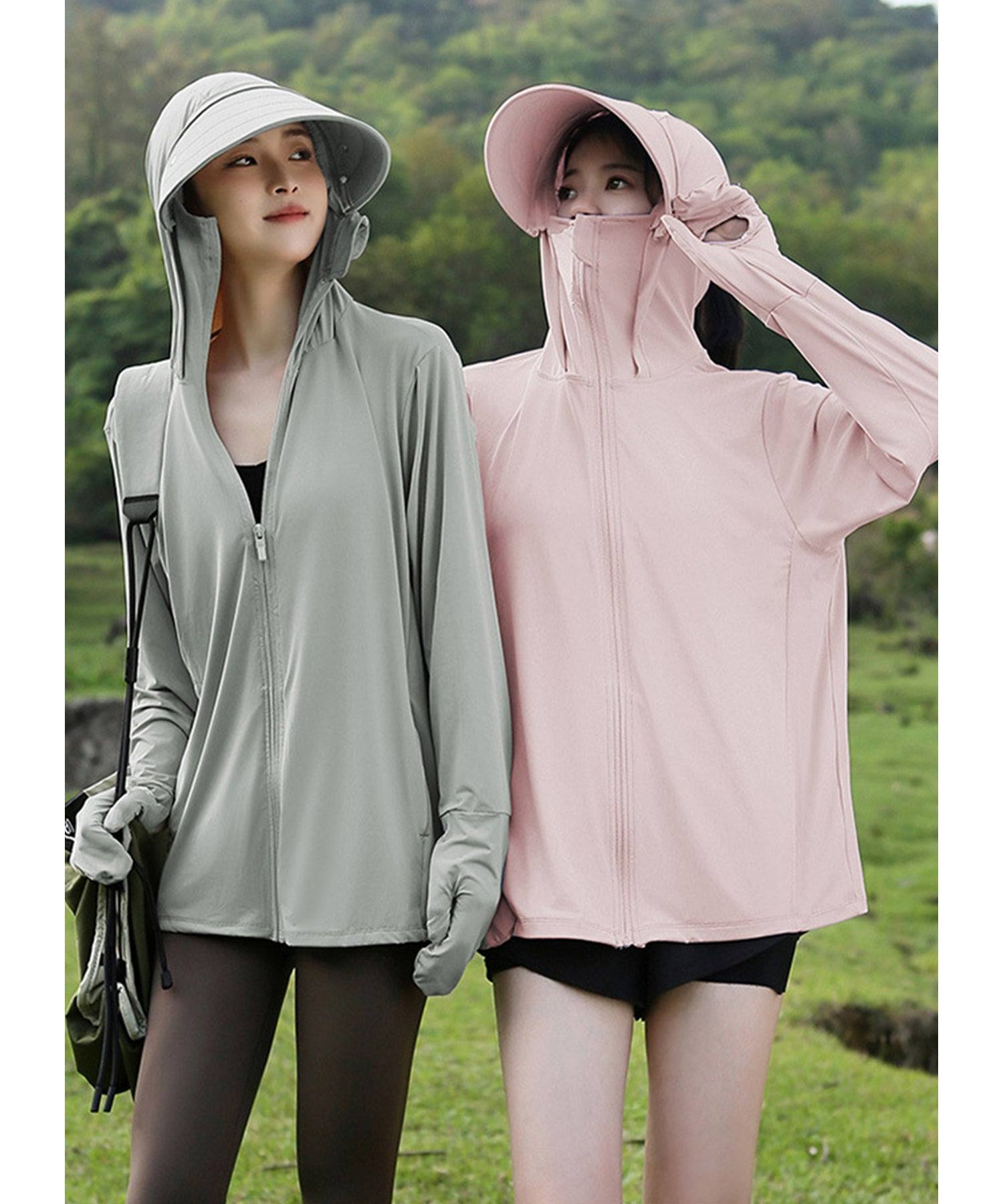 レースレディース Lace Ladies サンバイザー付き ビッグシルエット フロント ジップ ラッシュガード【返品不可商品】 （グレー） グレー