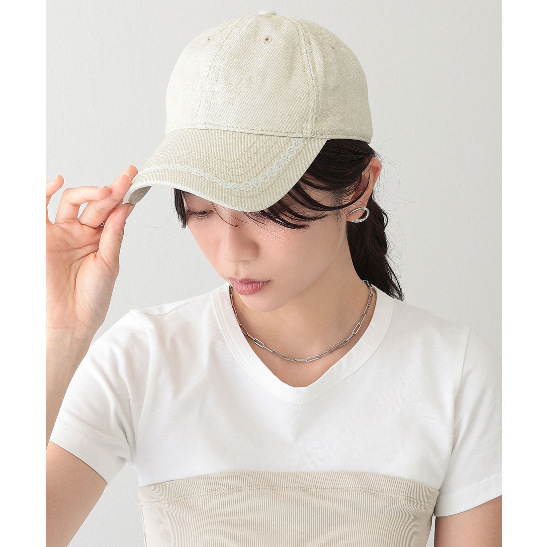 レースレディース Lace Ladies レース ライン ベーシック ベースボール キャップ （アイボリー） アイボリー