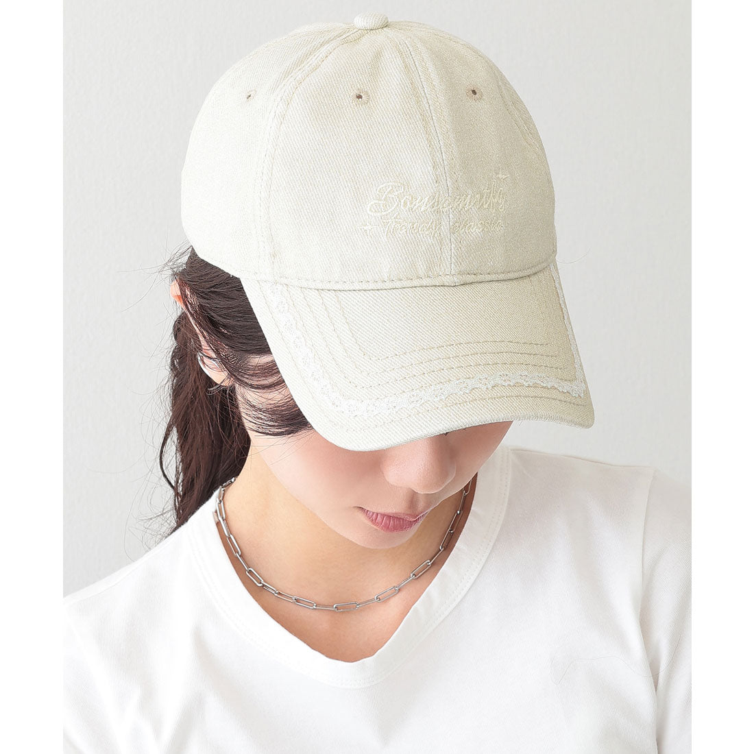 レースレディース Lace Ladies レース ライン ベーシック ベースボール キャップ （アイボリー） アイボリー