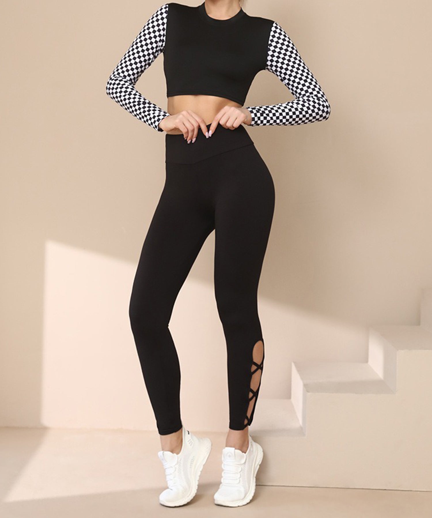 レースレディース Lace Ladies サイドカットアウト ハイウエスト レギンス パンツ 水着 水陸両用 （ブラック） ブラック