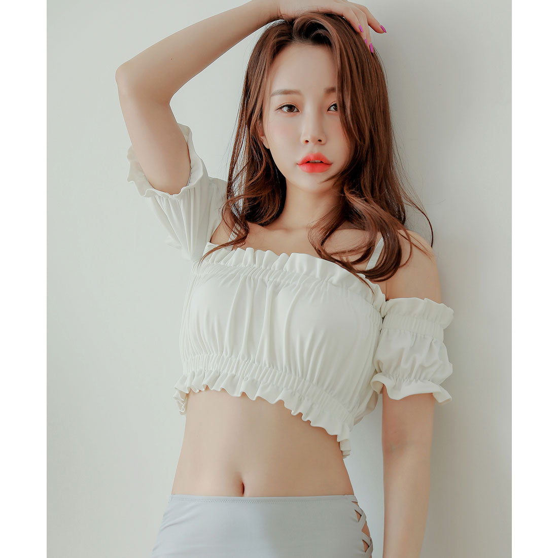 レースレディース Lace Ladies オフショルダーハイウエストショーツビキニ水着2点セット【返品不可商品】