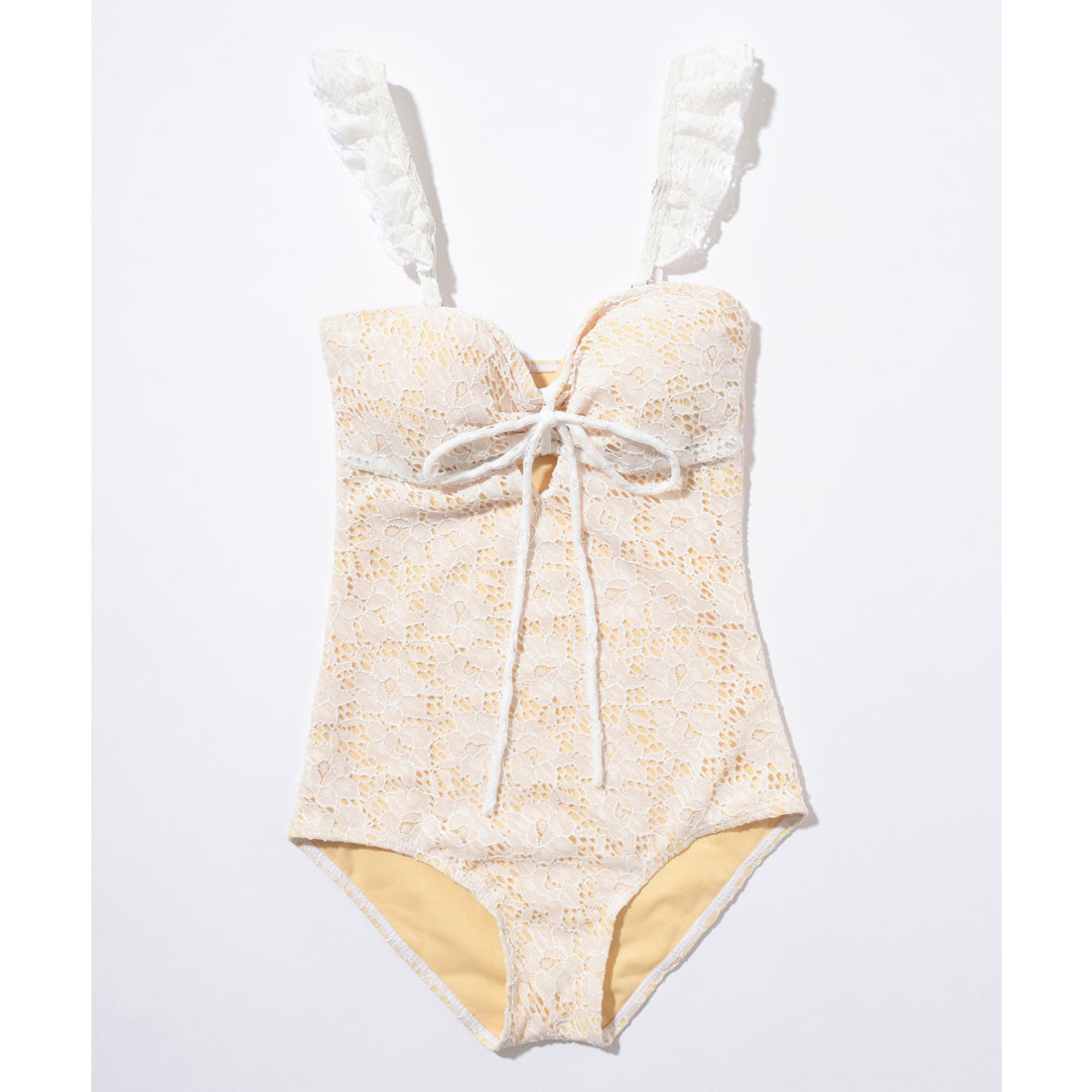 レースレディース Lace Ladies フラワー レース カットアウト ホルター 水着【返品不可商品】 （アイボリー） アイボリー