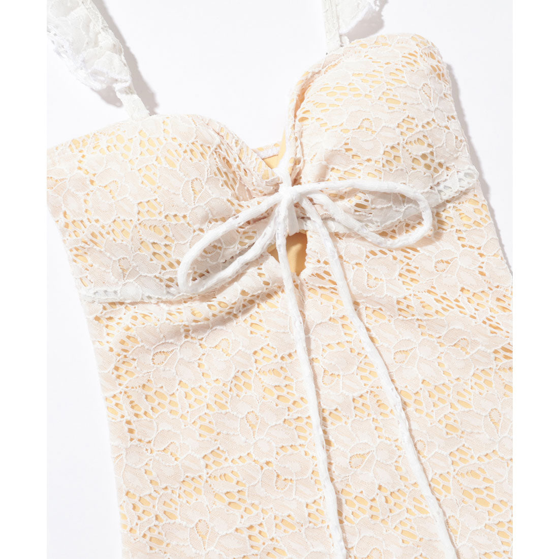 レースレディース Lace Ladies フラワー レース カットアウト ホルター 水着【返品不可商品】 （アイボリー） アイボリー