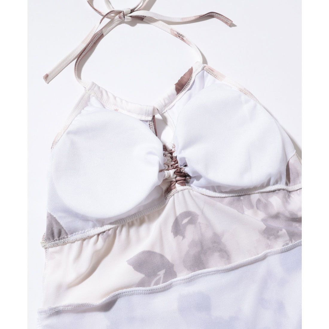 レースレディース Lace Ladies 【2点セット】シアーボレロ付き 花柄 ホルターネック ギャザー フリル ワンピース 水着【返品不可商品】  （ブルー） ブルー