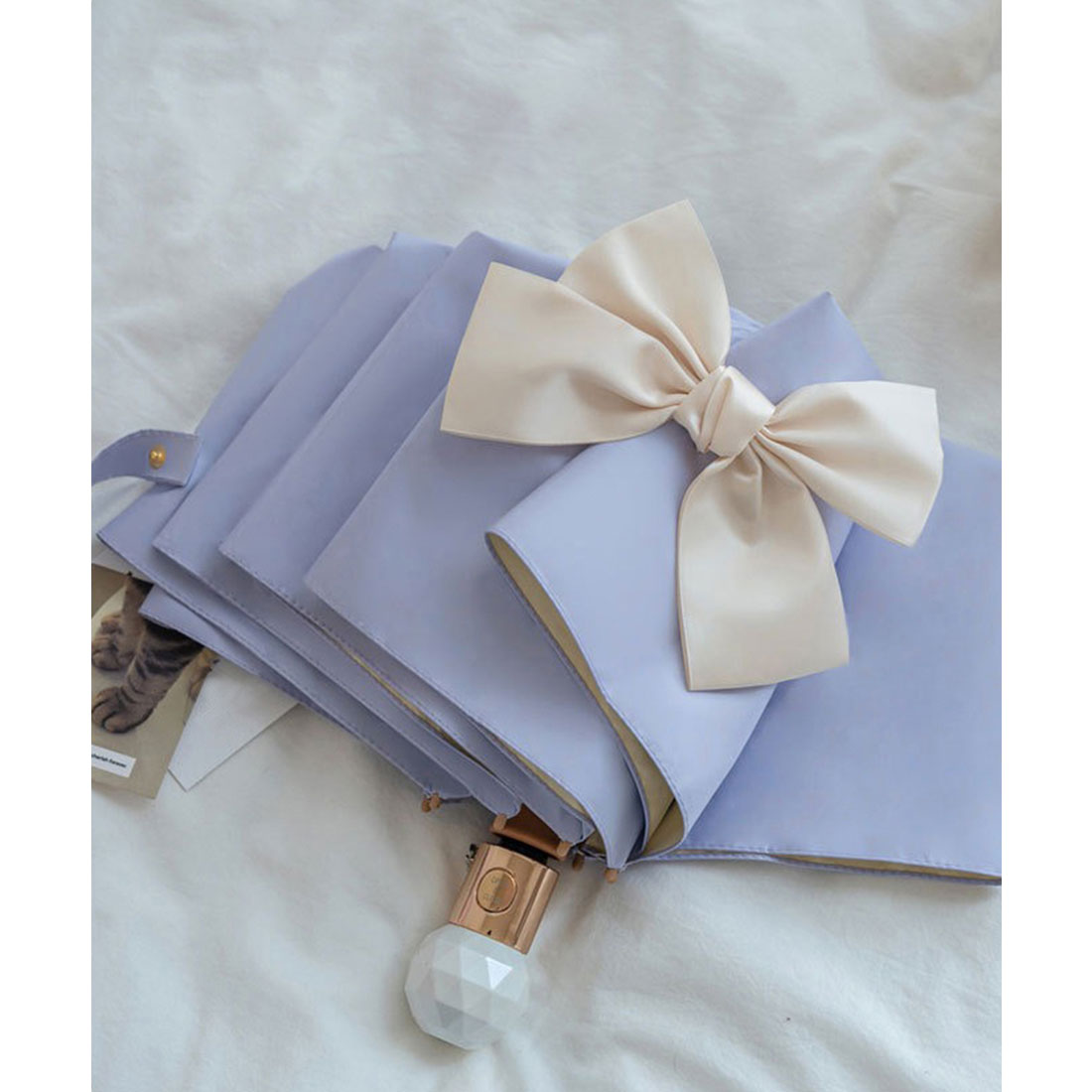 レースレディース Lace Ladies 晴雨兼用 グログラン リボン付き ワンタッチ 折りたたみ傘 （ピンク） ピンク