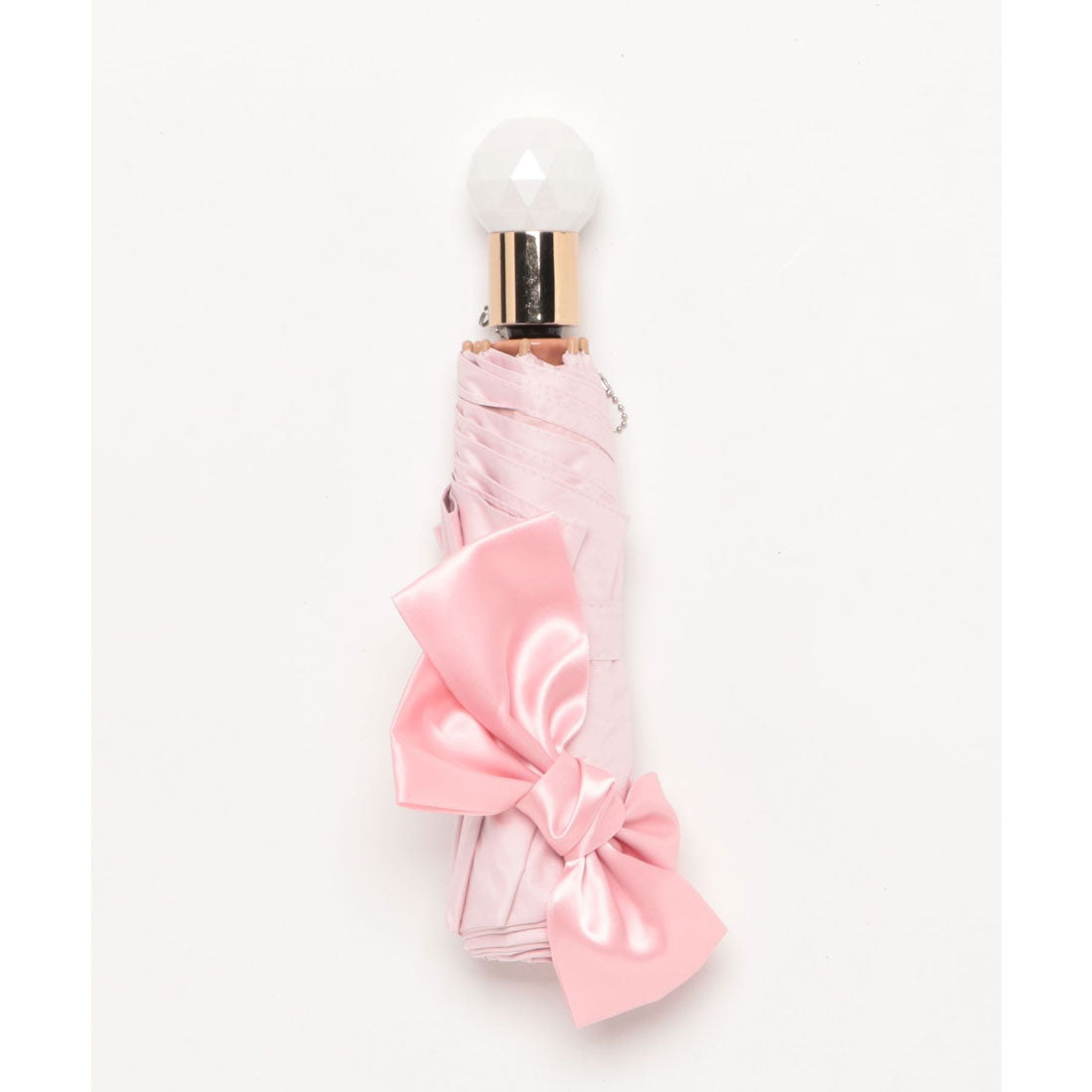 レースレディース Lace Ladies 晴雨兼用 グログラン リボン付き ワンタッチ 折りたたみ傘 （ピンク） ピンク